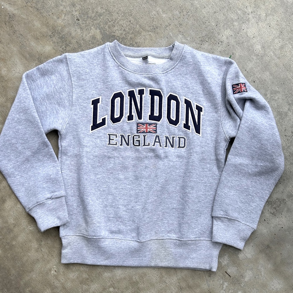 Kid’s 🇬🇧 London England Sweatshirt | Kids 9/10 Unisex Gray Official LDN 🇬🇧